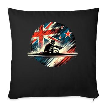 Drapeau de la Nouvelle-Zélande Rameur Mâle Rameur Pat - Housse de coussin décorative 45 x 45 cm - noir - Devant
