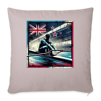 Drapeau de la Nouvelle-Zélande aviron homme godille Pat - Housse de coussin décorative 45 x 45 cm - taupe clair - Devant