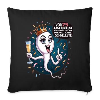 Il y a 75 ans, j’étais la femme la plus rapide - Housse de coussin décorative 45 x 45 cm - noir - Devant