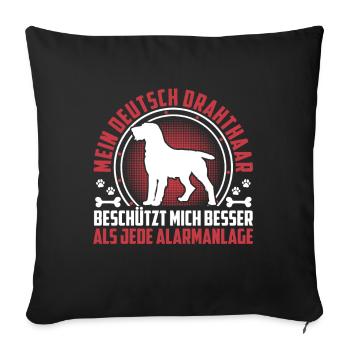 German wirehaired dog protects me better - Sofa pillowcase 17,3'' x 17,3'' (45 x 45 cm) - black - Front