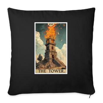 Cartes de tarot Carte de tarot La Tour La Tour - Housse de coussin décorative 45 x 45 cm - noir - Devant