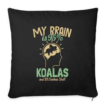 Mon cerveau est composé à 95% de Koalas Koalabear Eucalyptus Koala - Housse de coussin décorative 45 x 45 cm - noir - Devant