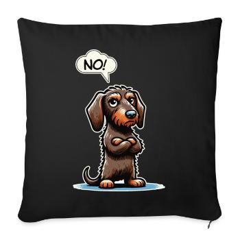NEIN! Wiener Hund Frecher Dackel Lustiger Wursthund - Sofakissenbezug 45 x 45 cm - Schwarz - Vorne