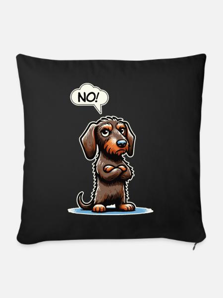 NEIN! Wiener Hund Frecher Dackel Lustiger Wursthund - Sofakissenbezug 45 x 45 cm - Schwarz