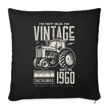 Vintage Tractor Farmer Birthday Born In 1960 - Sofa pillowcase 17,3'' x 17,3'' (45 x 45 cm) - black - Front