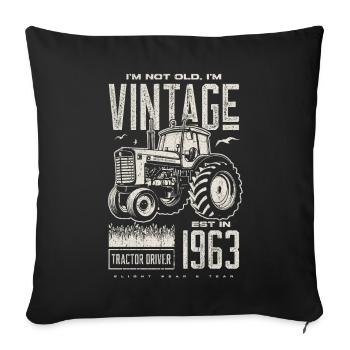 Vintage Tractor Farmer Birthday Born In 1963 - Sofa pillowcase 17,3'' x 17,3'' (45 x 45 cm) - black - Front