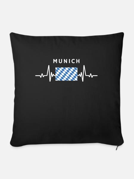 München Herzschlag - Sofakissenbezug 45 x 45 cm - Schwarz