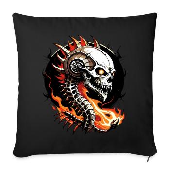 Crâne de dragon // Dragon crâne // Feu FS0035 - Housse de coussin décorative 45 x 45 cm - noir - Devant