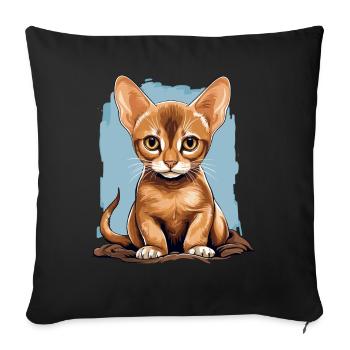 Chat d’Abyssinie Abessinierkatze - Housse de coussin décorative 45 x 45 cm - noir - Devant