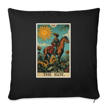 Cartes de tarot Carte de tarot Le Soleil Le Soleil - Housse de coussin décorative 45 x 45 cm - noir - Devant