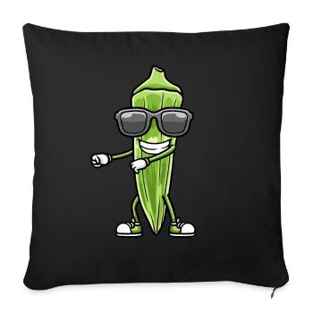 Dancing okra with sunglasses okra - Sofa pillowcase 17,3'' x 17,3'' (45 x 45 cm) - black - Front