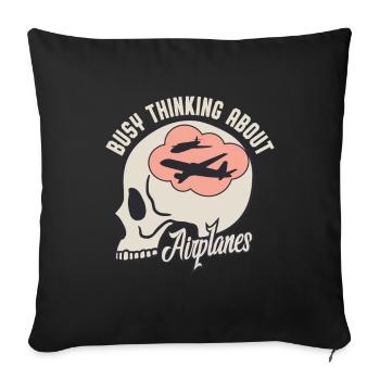 Passionné d’avion Avions Aviation Geek - Housse de coussin décorative 45 x 45 cm - noir - Devant