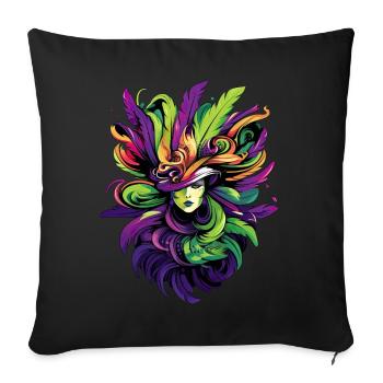 Mardi Gras Woman with Colorful Feathers Carnival - Sofakissenbezug 45 x 45 cm - Schwarz - Vorne