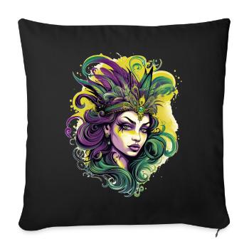 Mardi Gras Woman Carnival Lady Mask Parade - Sofakissenbezug 45 x 45 cm - Schwarz - Vorne