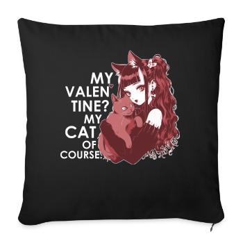 My Valentine Cat Goth Girl Harajuku Emo Anime Aest - Sofakissenbezug 45 x 45 cm - Schwarz - Vorne