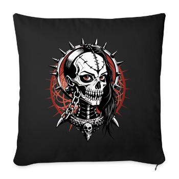 Chains-Girl Skull // Totenkopf Ketten Frau FS0058 - Sofakissenbezug 45 x 45 cm - Schwarz - Vorne