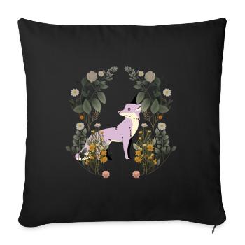 Renard rétro Vintage faune renards botanique Nature - Housse de coussin décorative 45 x 45 cm - noir - Devant
