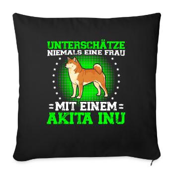 Akita Inu Femme japonaise avec Akita Inu - Housse de coussin décorative 45 x 45 cm - noir - Devant