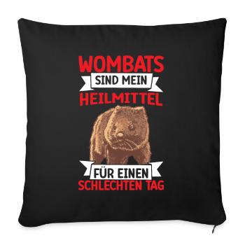 Wombat heilt mich Beuteltier Wombat - Sofakissenbezug 45 x 45 cm - Schwarz - Vorne