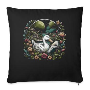 Duck Reading Book – Full Moon Seascape - Sofa pillowcase 17,3'' x 17,3'' (45 x 45 cm) - black - Front