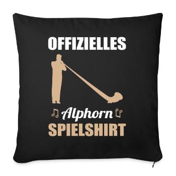 Gift - Official Alphorn Playing Shirt - Sofa pillowcase 17,3'' x 17,3'' (45 x 45 cm) - black - Front