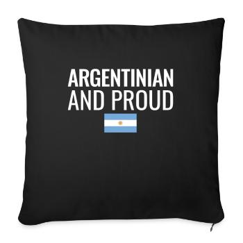 Drapeau argentin et fier de l’Argentine - Housse de coussin décorative 45 x 45 cm - noir - Devant