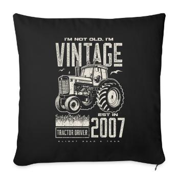 Vintage Traktor Landwirt Geburtstag geboren im Jahr 2007 - Sofakissenbezug 45 x 45 cm - Schwarz - Vorne