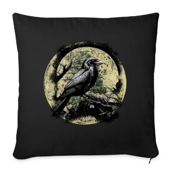 Lune, Corbeau, Corbeau, Oiseau, Occulte, Spirituel - Housse de coussin décorative 45 x 45 cm - noir - Devant