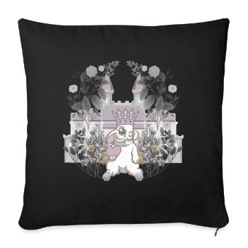 Bunny King souverain rétro Vintage personnage de conte de fées - Housse de coussin décorative 45 x 45 cm - noir - Devant