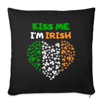 Fête de la Saint-Patrick Irlande coeur drapeau irlandais baiser - Housse de coussin décorative 45 x 45 cm - noir - Devant