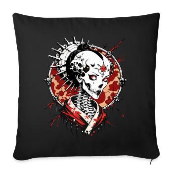Geisha Skull // Totenkopf Geisha // Japan FS0080 - Sofa pillowcase 17,3'' x 17,3'' (45 x 45 cm) - black - Front