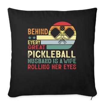 Mrs. Pickleball Partner Pickleball Couple Lovers - Sofa pillowcase 17,3'' x 17,3'' (45 x 45 cm) - black - Front
