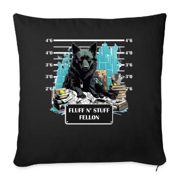 Fluff and Stuff Felon Schipperke Dog Mug Shot - Sofakissenbezug 45 x 45 cm - Schwarz - Vorne