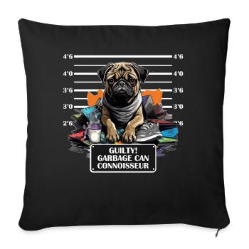 Pug Mug Shot Funny Prisoner Pet Dog Lover - Sofakissenbezug 45 x 45 cm - Schwarz - Vorne