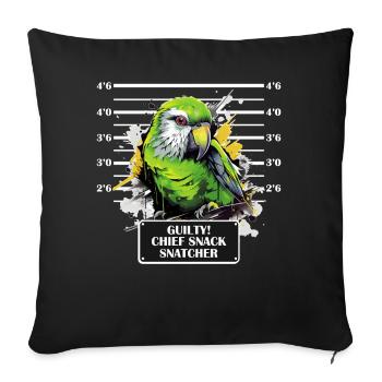 Green Quaker Parrot Funny Mug Shot Parakeet - Sofakissenbezug 45 x 45 cm - Schwarz - Vorne