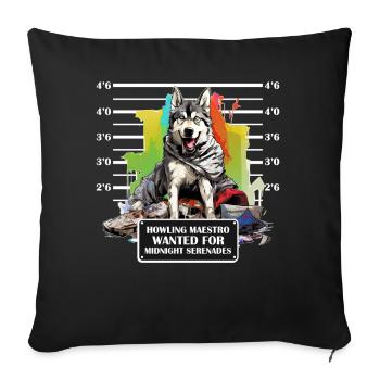 Wolf Dog Mug Shot Husky Prisoner Arrest Portrait - Sofakissenbezug 45 x 45 cm - Schwarz - Vorne