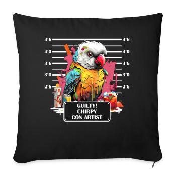 Cockatiel Parrot Mug Shot Funny Talking Bird - Sofakissenbezug 45 x 45 cm - Schwarz - Vorne
