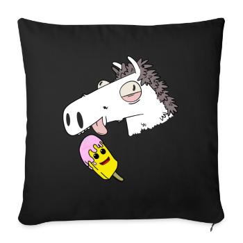 Pferd Sommer Eiskrem Hunger naschen Erfrischung - Sofakissenbezug 45 x 45 cm - Schwarz - Vorne