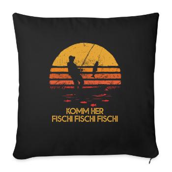 Viens ici, poisson, pêcheur, pêcheur - Housse de coussin décorative 45 x 45 cm - noir - Devant