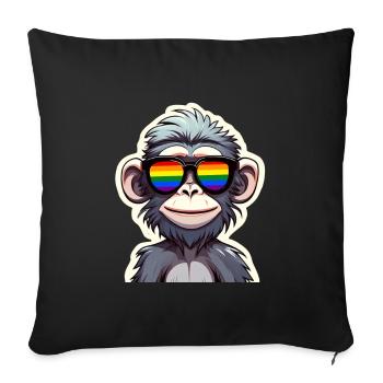 LGBTQ Pride Month Affe Sonnenbrille Regenbogen - Sofakissenbezug 45 x 45 cm - Schwarz - Vorne