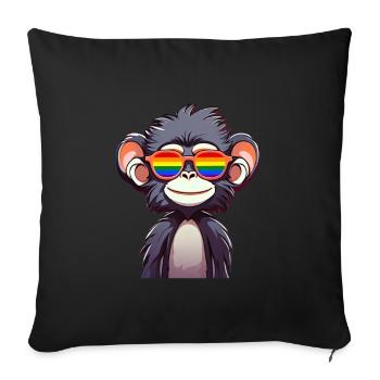 LGBTQ Pride Month Monkey with Sunglasses Rainbow - Sofa pillowcase 17,3'' x 17,3'' (45 x 45 cm) - black - Front