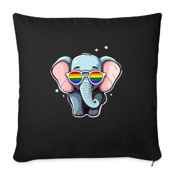 Éléphant LGBTQ - Housse de coussin décorative 45 x 45 cm - noir - Devant