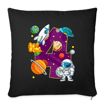 4 Birthday Space Space Astronaut 4 Years - Sofa pillowcase 17,3'' x 17,3'' (45 x 45 cm) - black - Front
