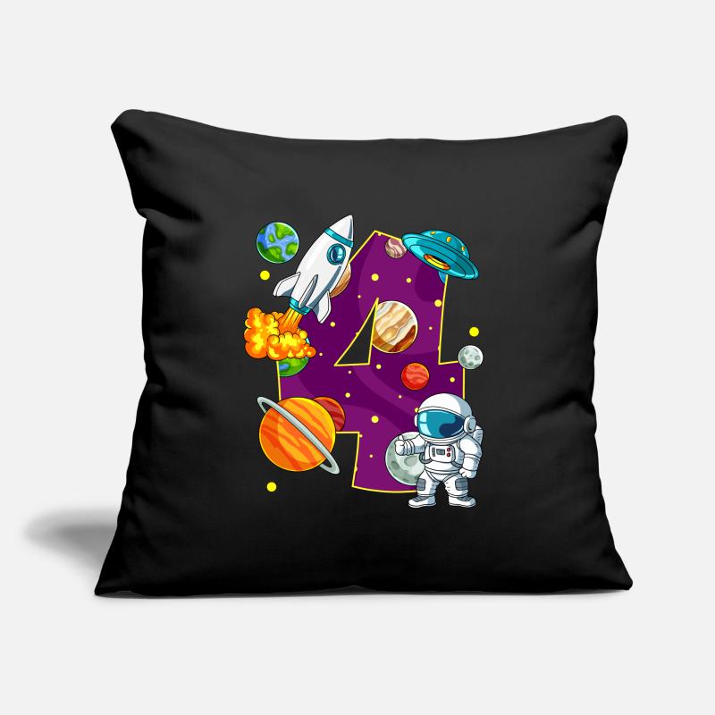 4 Anniversaire Astronaute de l’espace 4 ans Housse de coussin décorative 45 x 45 cm