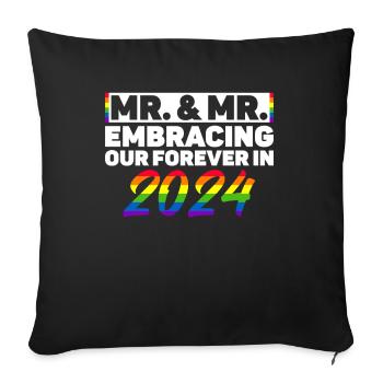 Mr. & Mr. 2024 Gay Pride Wedding Gay Marriage - Sofa pillowcase 17,3'' x 17,3'' (45 x 45 cm) - black - Front
