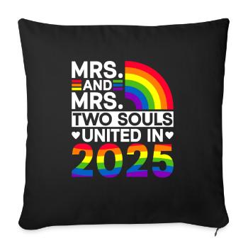 Frau und Frau 2025 Gay Pride Hochzeit Homo-Ehe - Sofakissenbezug 45 x 45 cm - Schwarz - Vorne