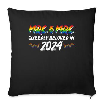 Mrs. & Mrs. 2024 Gay Pride Hochzeit Homo-Ehe - Sofakissenbezug 45 x 45 cm - Schwarz - Vorne