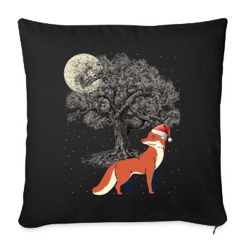 Renard des neiges d'hiver nature sauvage animaux de la forêt renards - Housse de coussin décorative 45 x 45 cm - noir - Devant