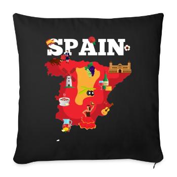 Espagne Carte de voyage España Flag Pride Souvenir - Housse de coussin décorative 45 x 45 cm - noir - Devant