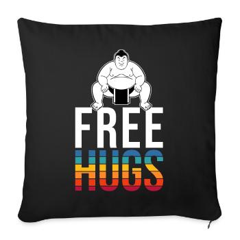 Sumo Lutteur Gratuit Câlins Lutte Japon Rétro - Housse de coussin décorative 45 x 45 cm - noir - Devant